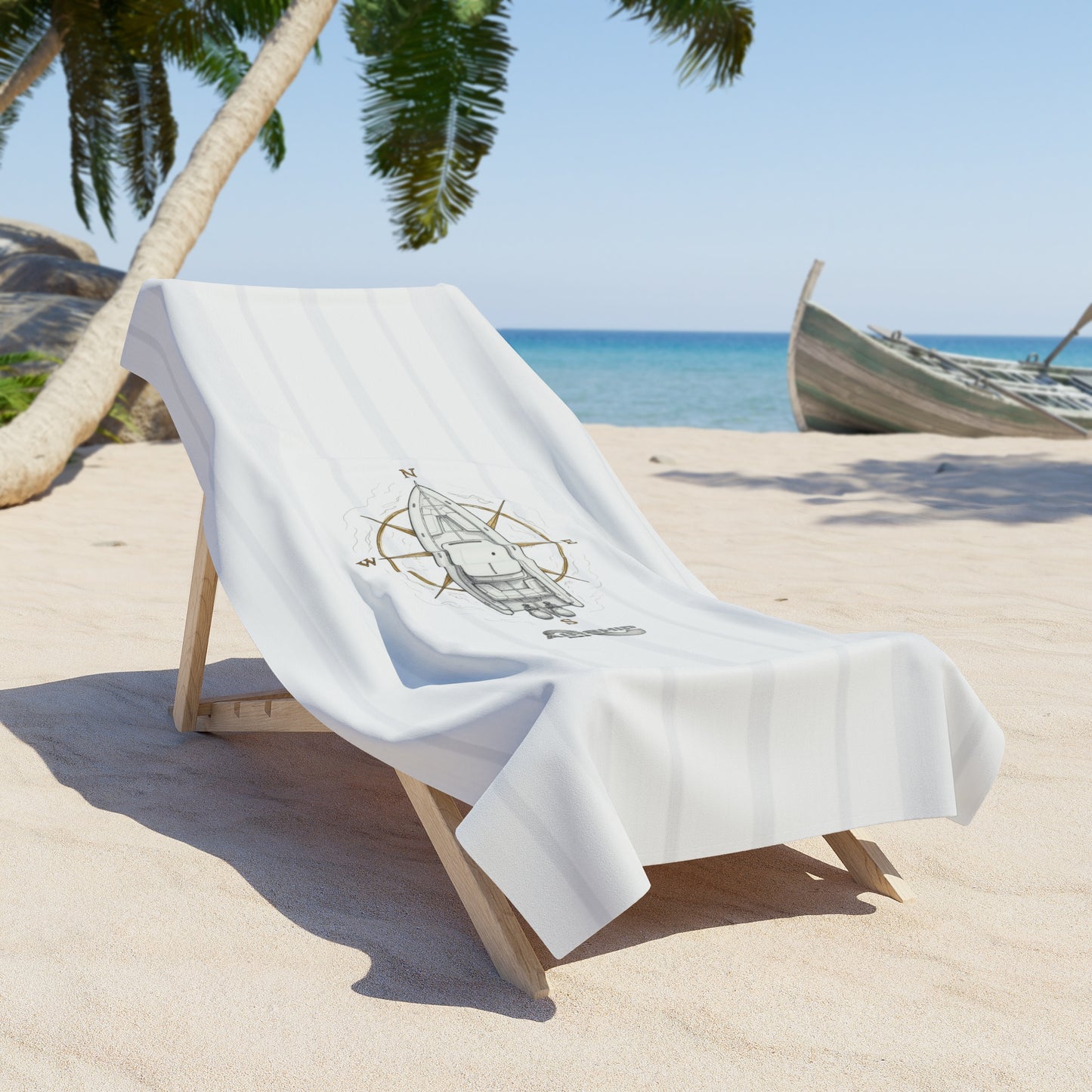 Nautical Compass Airship - XL Beach Towel