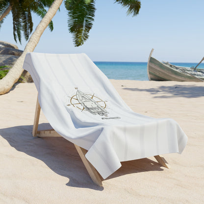 Nautical Compass Airship - XL Beach Towel