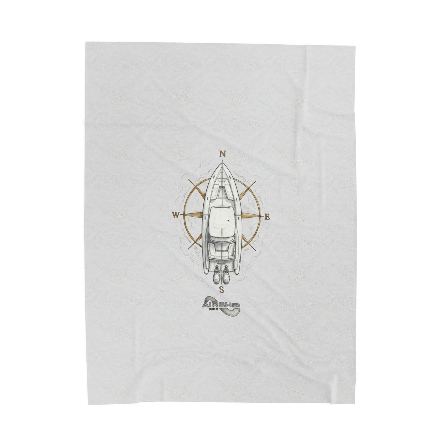 Nautical Compass Airship - Velveteen Plush Blanket