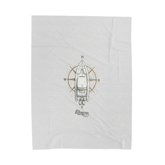 Nautical Compass Airship - Velveteen Plush Blanket