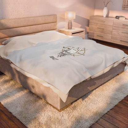 Nautical Compass Airship - Velveteen Plush Blanket