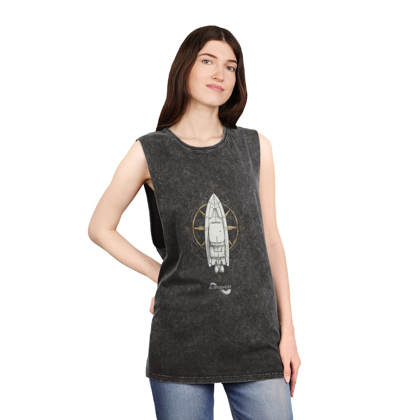 Airship Compass Tank Top — Stonewash Sleeveless Shirt