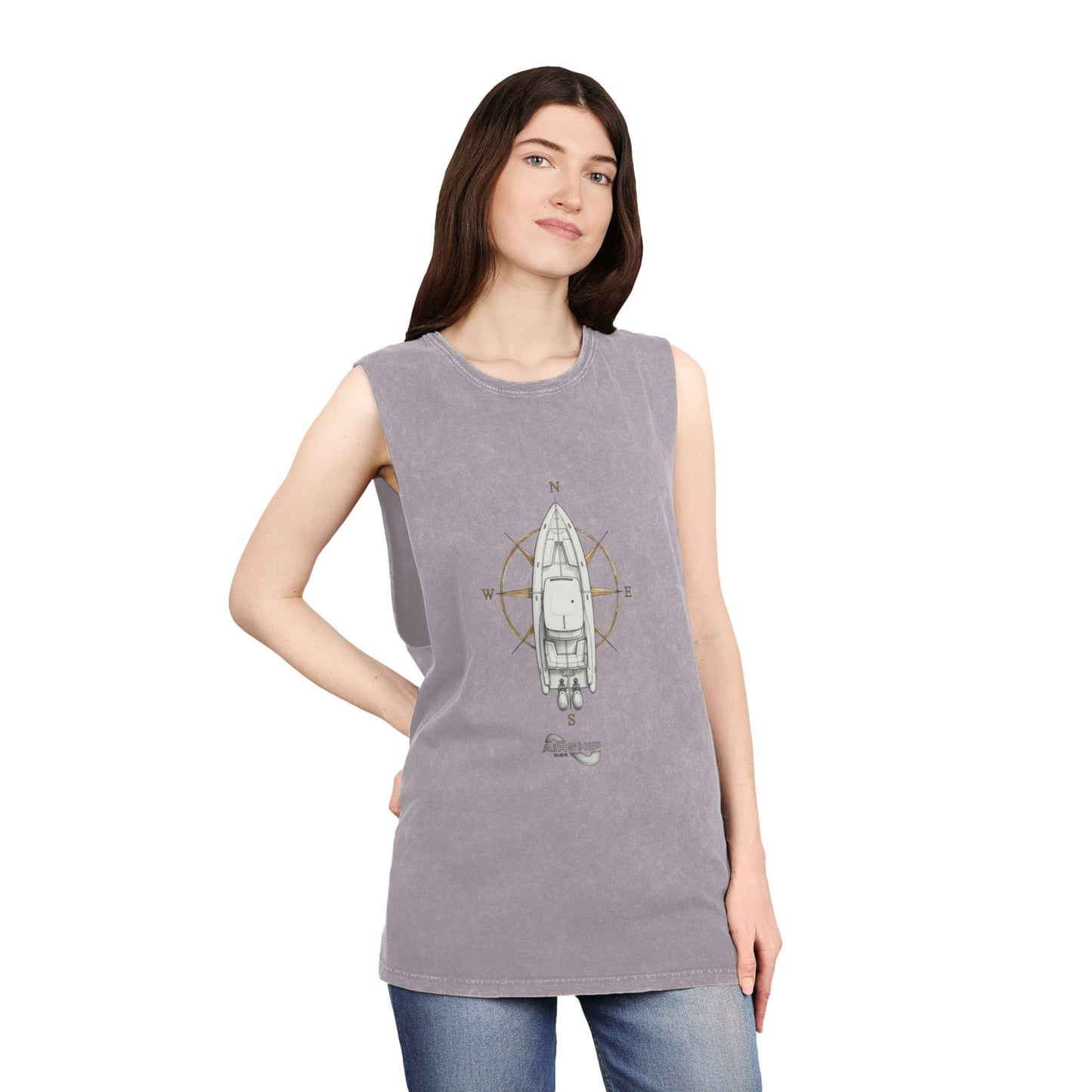 Airship Compass Tank Top — Stonewash Sleeveless Shirt