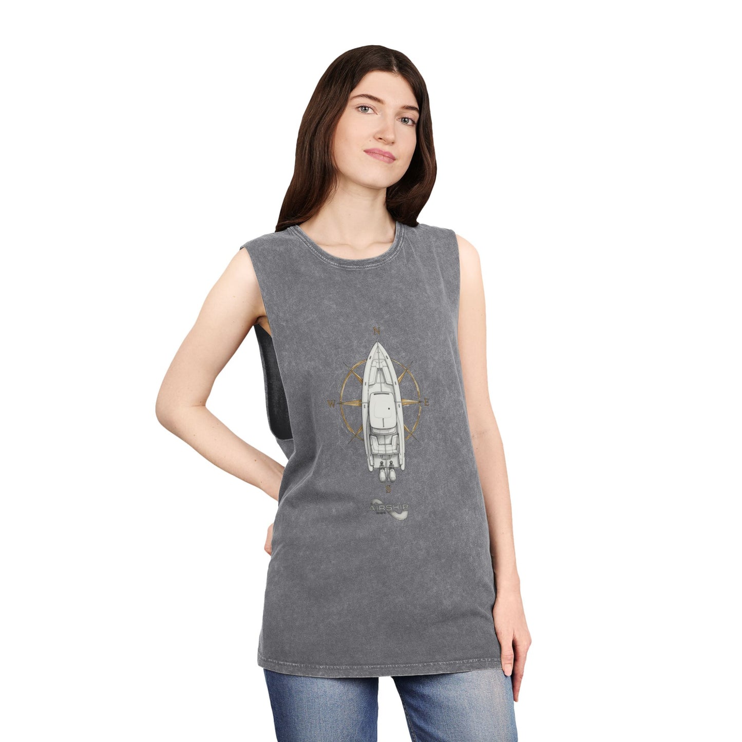 Airship Compass Tank Top — Stonewash Sleeveless Shirt